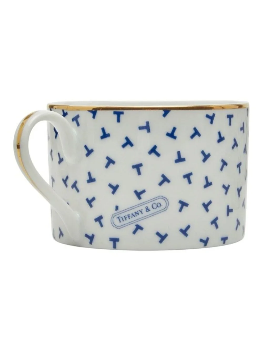 Tiffany & Co Dancing T Cup Saucer Set White Blue Gold Porcelain